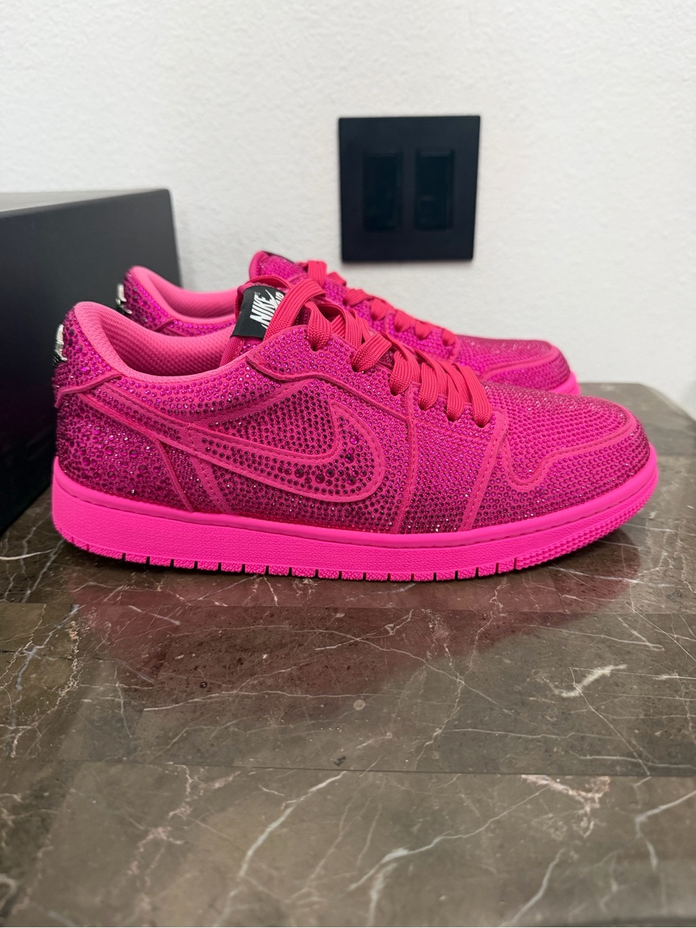 New! Women’s Nike Air Jordan 1 Retro Low OG Swarovski Crystal Sneakers, Size 9.5 - Picture 5 of 15